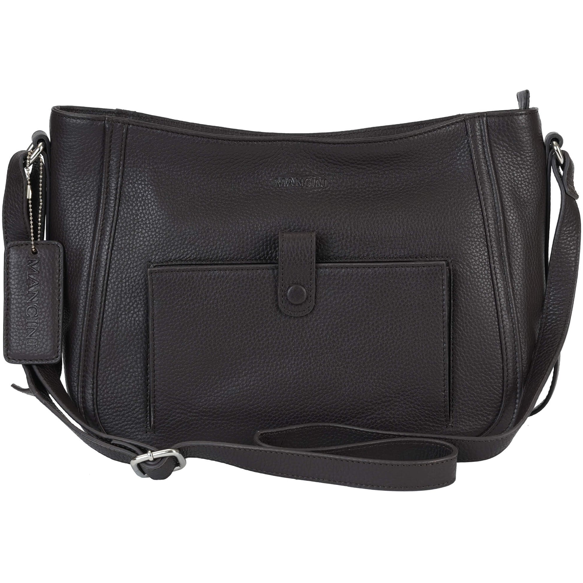 Mancini Handbags Brown Mancini Pebbled Sophia Leather Crossbody Bag