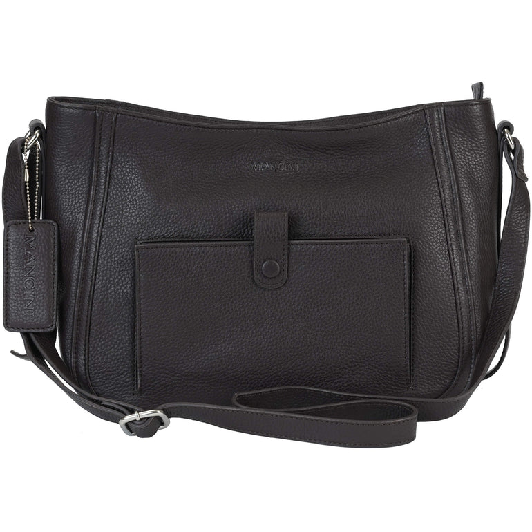 Mancini Handbags Brown Mancini Pebbled Sophia Leather Crossbody Bag