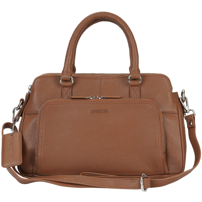 Mancini Handbags Camel Mancini Pebbled Jennifer Leather Satchel Bag