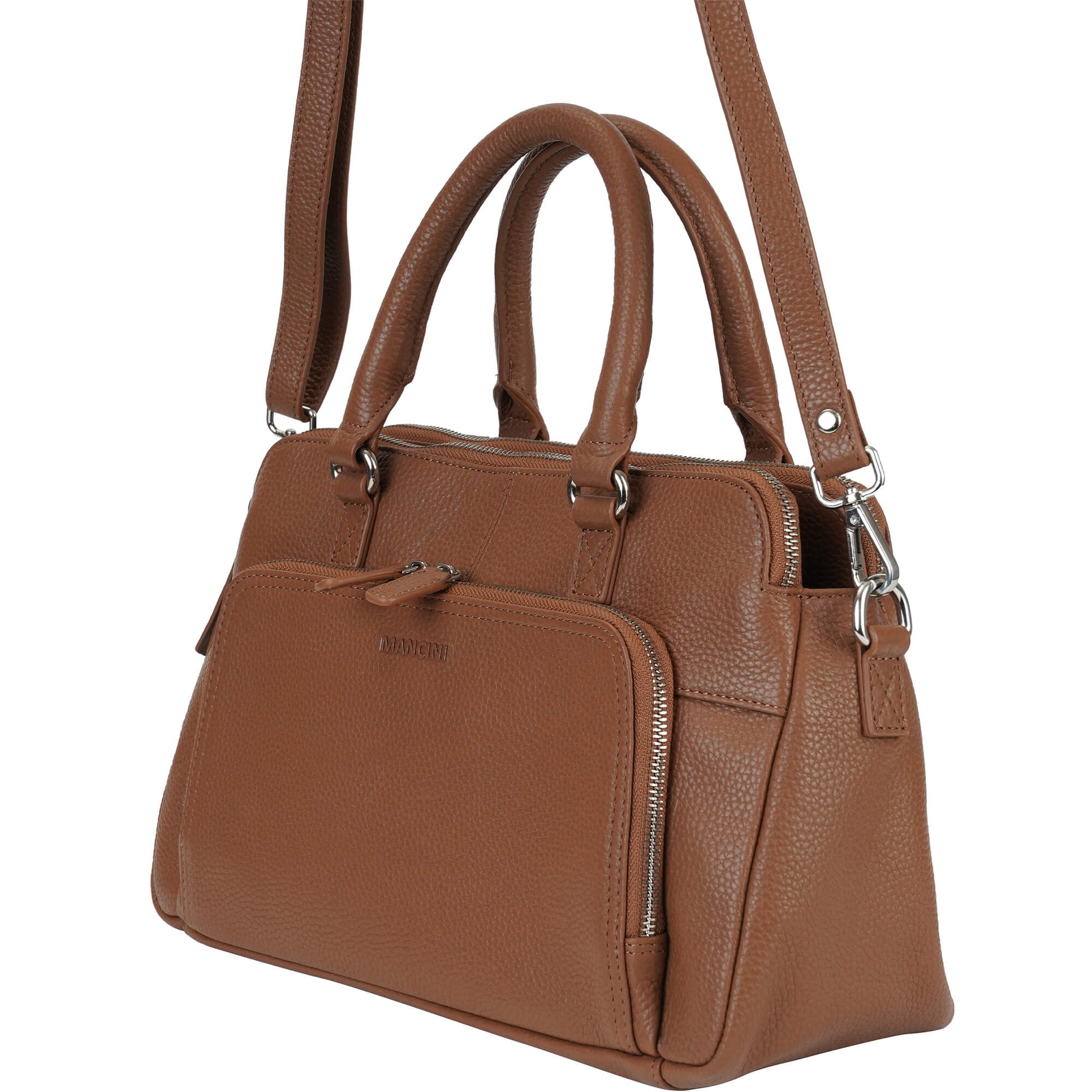 Mancini Handbags Mancini Pebbled Jennifer Leather Satchel Bag