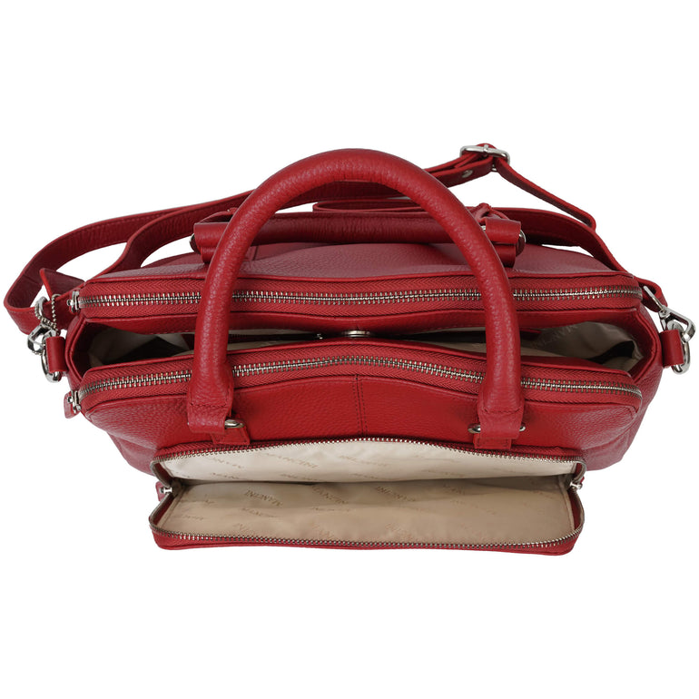 Mancini Handbags Mancini Pebbled Jennifer Leather Satchel Bag