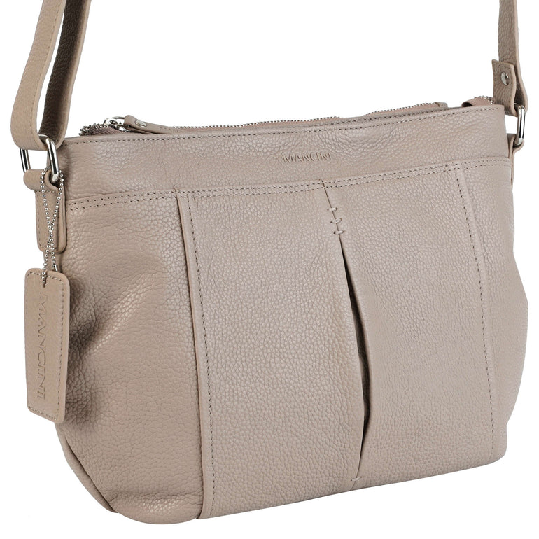 Mancini Handbags Mancini Pebbled Scarlet Leather Crossbody Hobo Bag