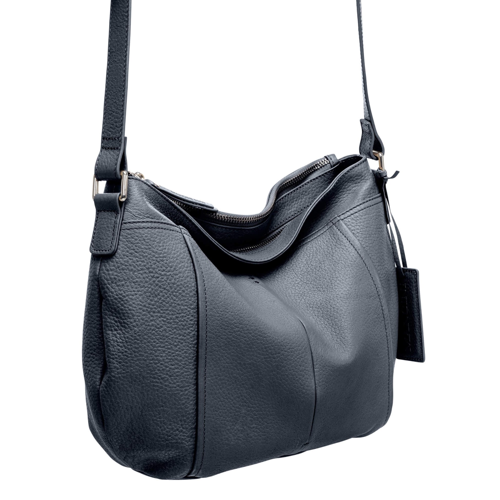 Mancini Handbags Mancini Pebbled Scarlet Leather Crossbody Hobo Bag