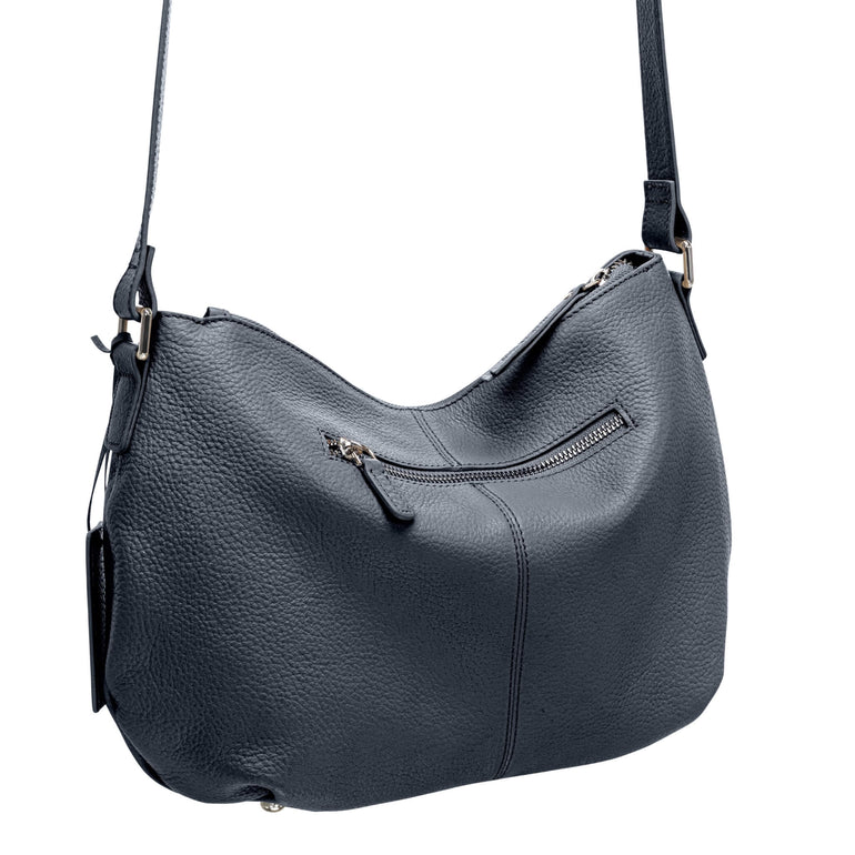 Mancini Handbags Mancini Pebbled Scarlet Leather Crossbody Hobo Bag