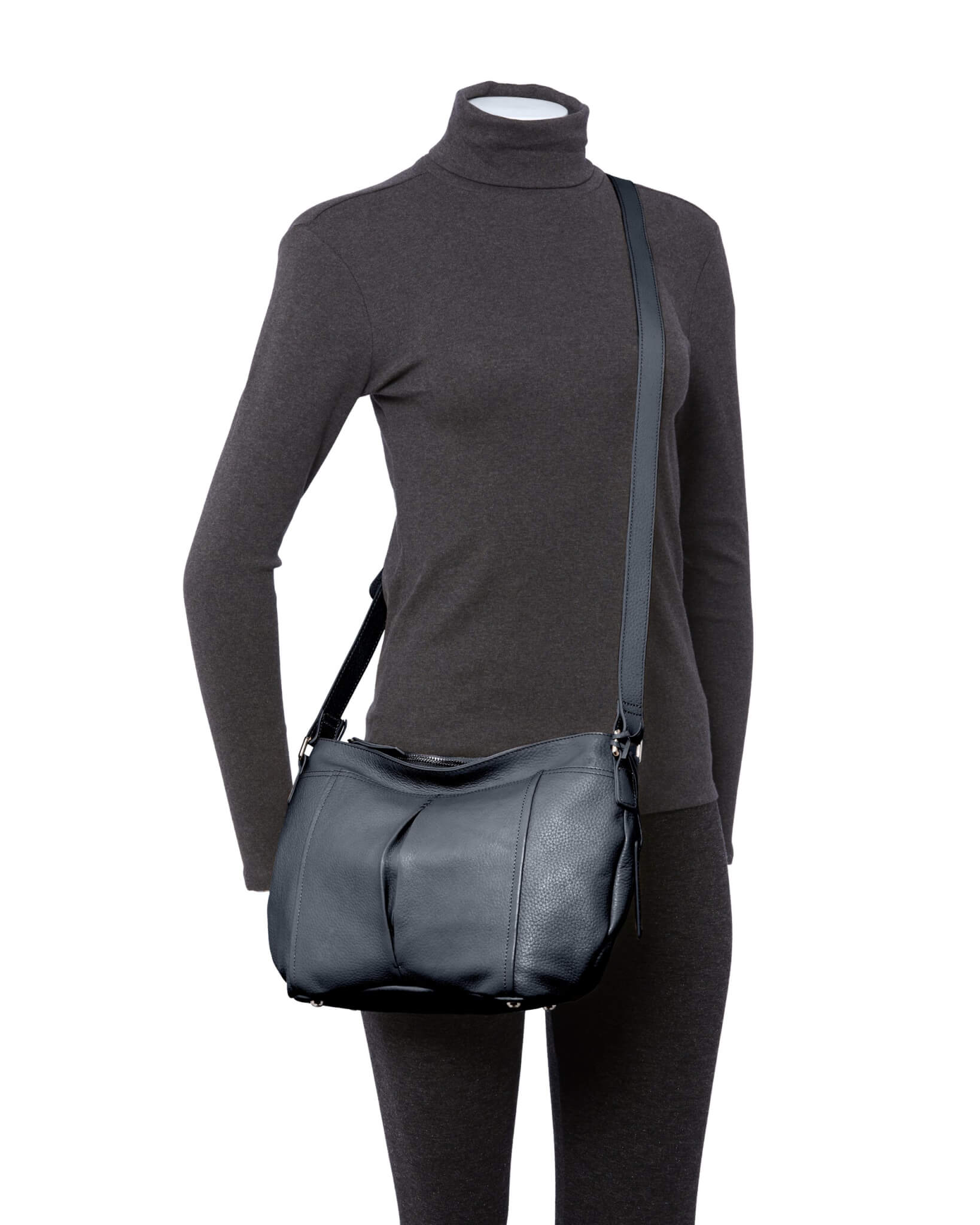 Mancini Handbags Mancini Pebbled Scarlet Leather Crossbody Hobo Bag