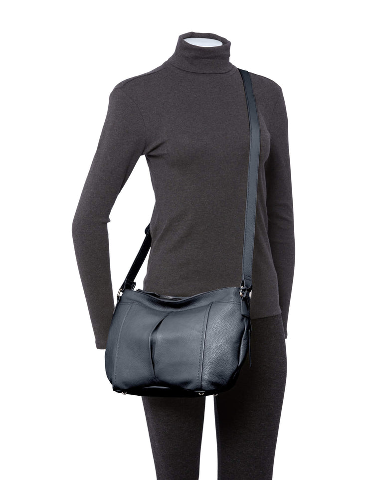 Mancini Handbags Mancini Pebbled Scarlet Leather Crossbody Hobo Bag