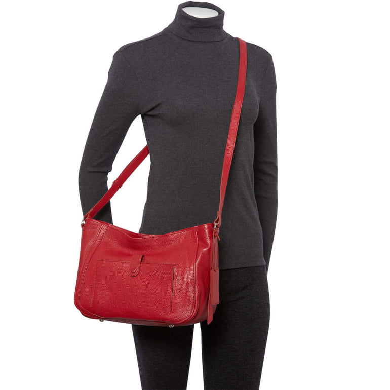 Mancini Handbags Mancini Pebbled Sophia Leather Crossbody Bag
