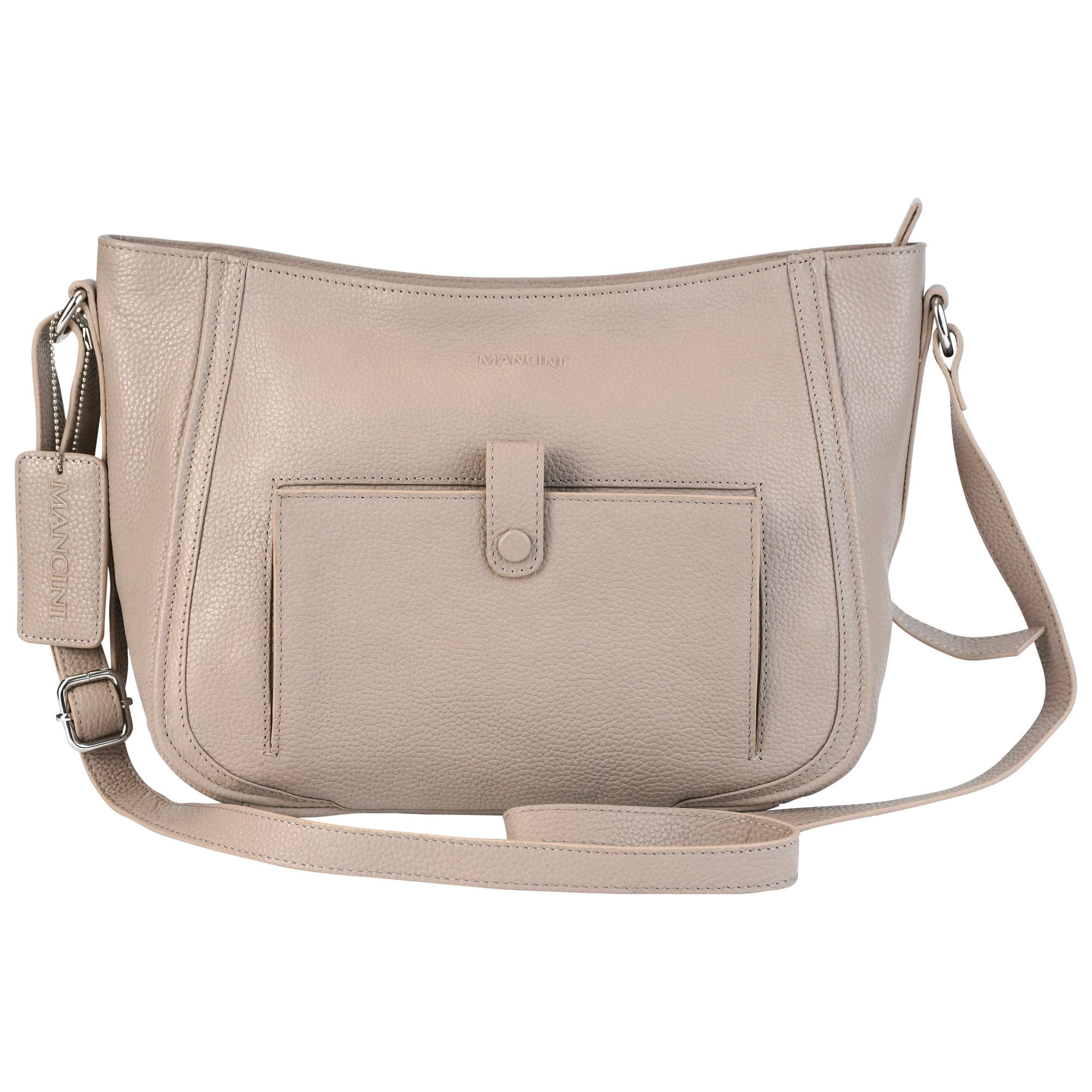 Mancini Handbags Mushroom Mancini Pebbled Sophia Leather Crossbody Bag