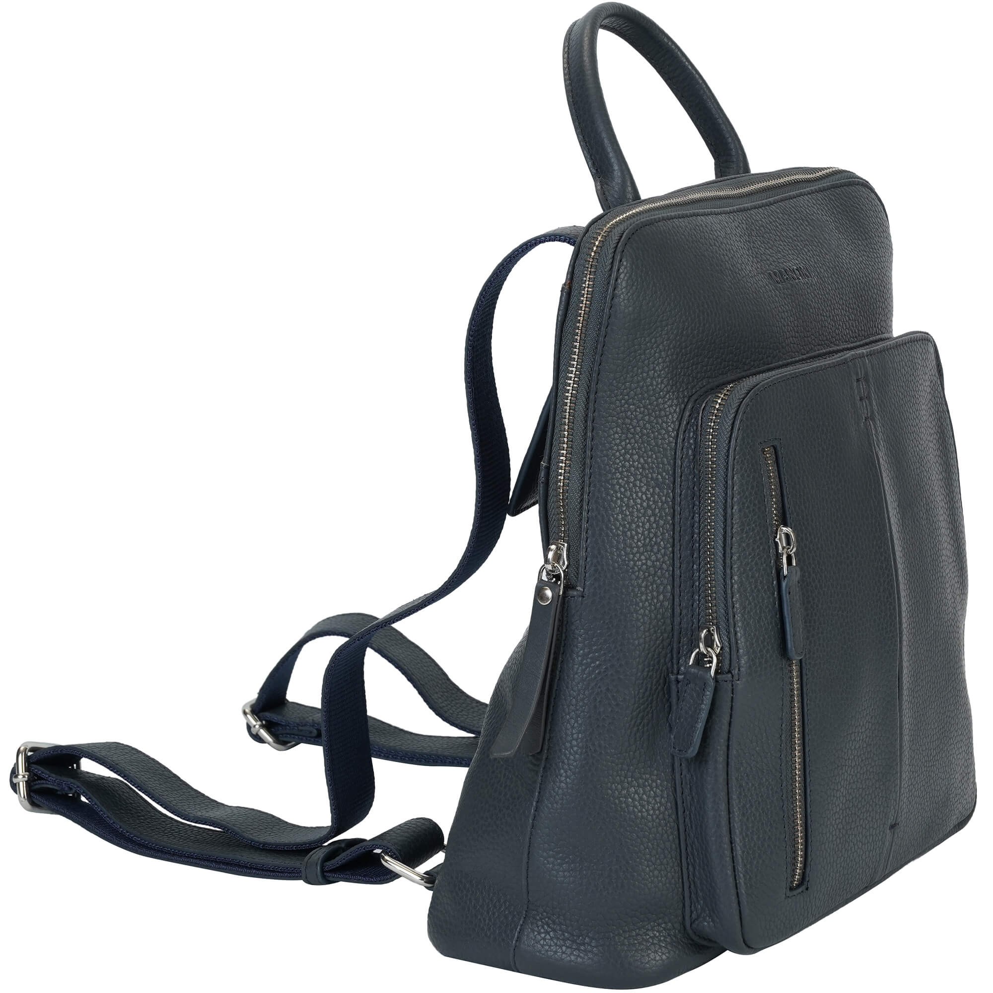 Mancini Handbags Navy Mancini Pebbled Brigette Leather Backpack