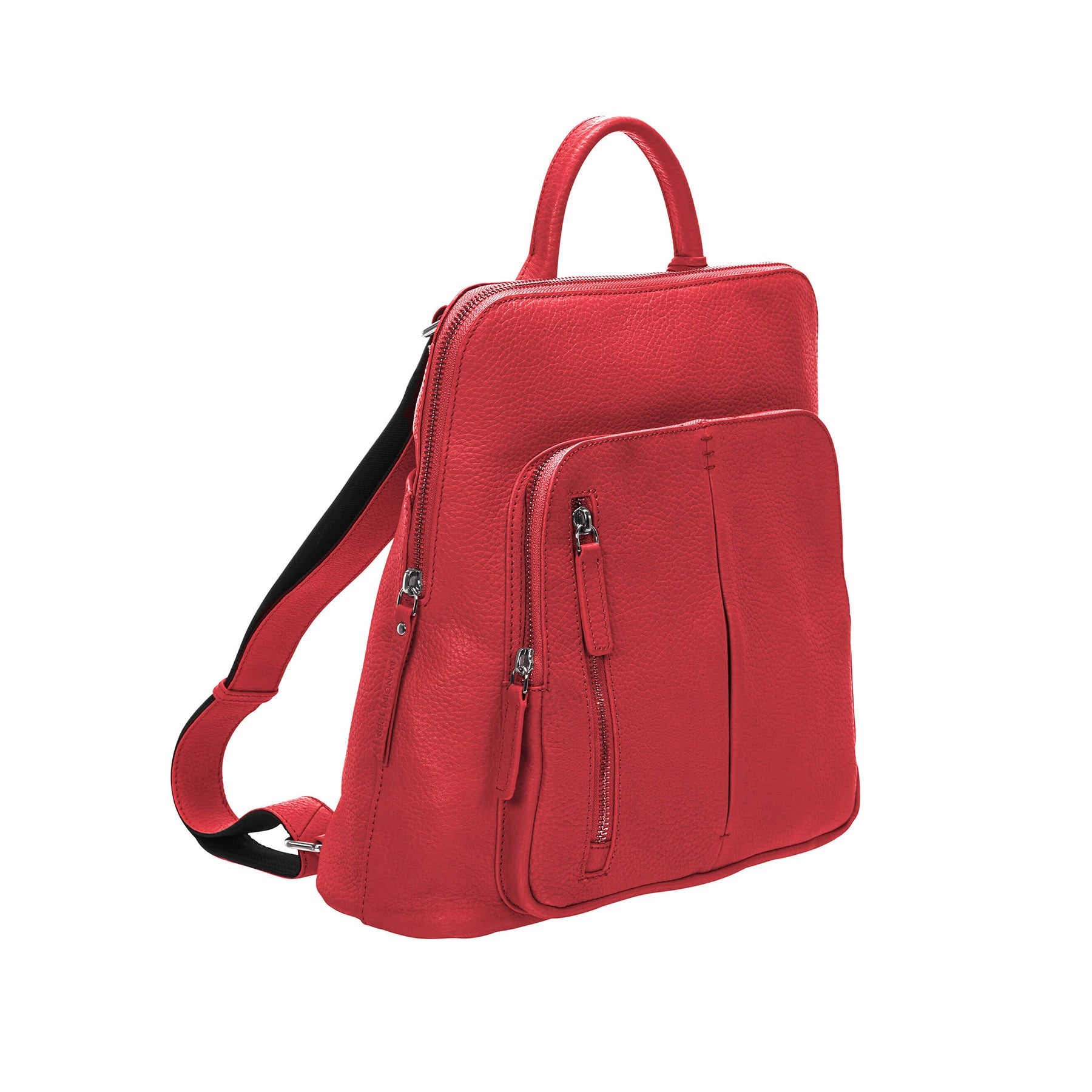 Mancini Handbags Red Mancini Pebbled Brigette Leather Backpack