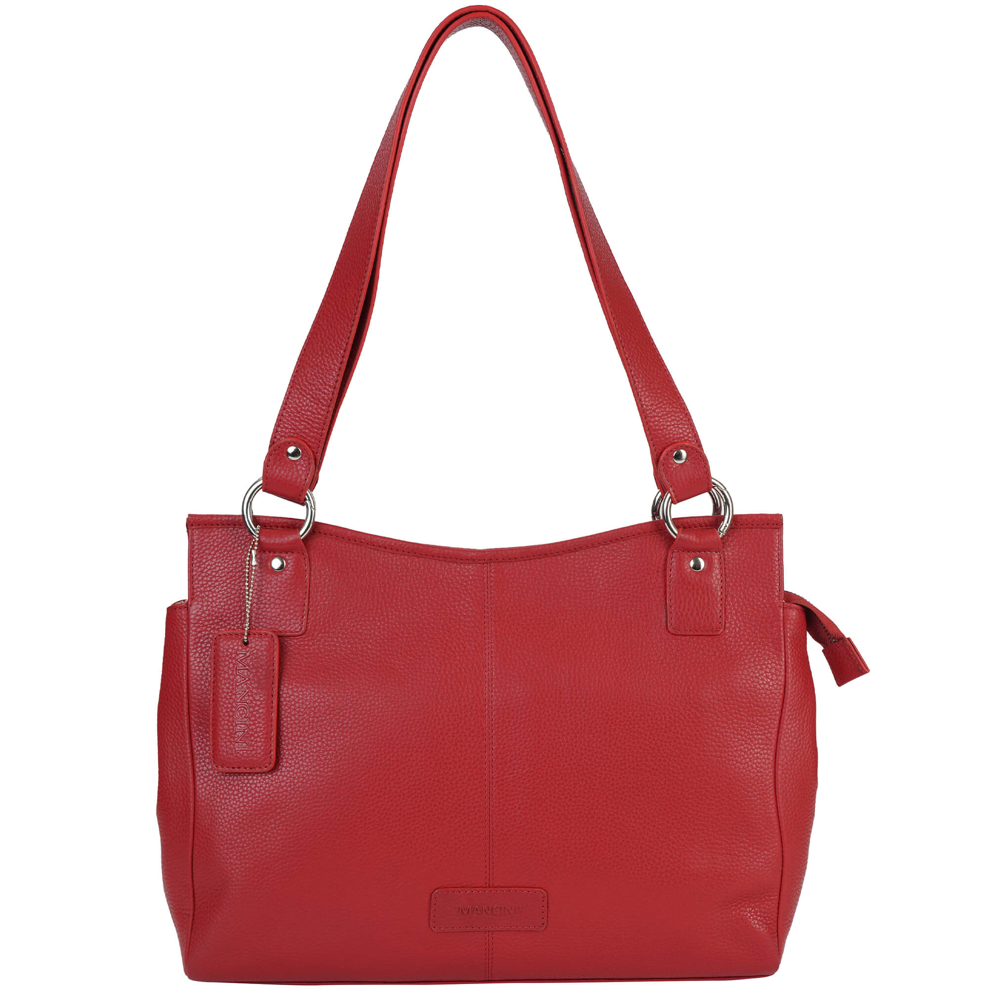 Mancini Handbags Red Mancini Pebbled Kelsea Shoulder Bag