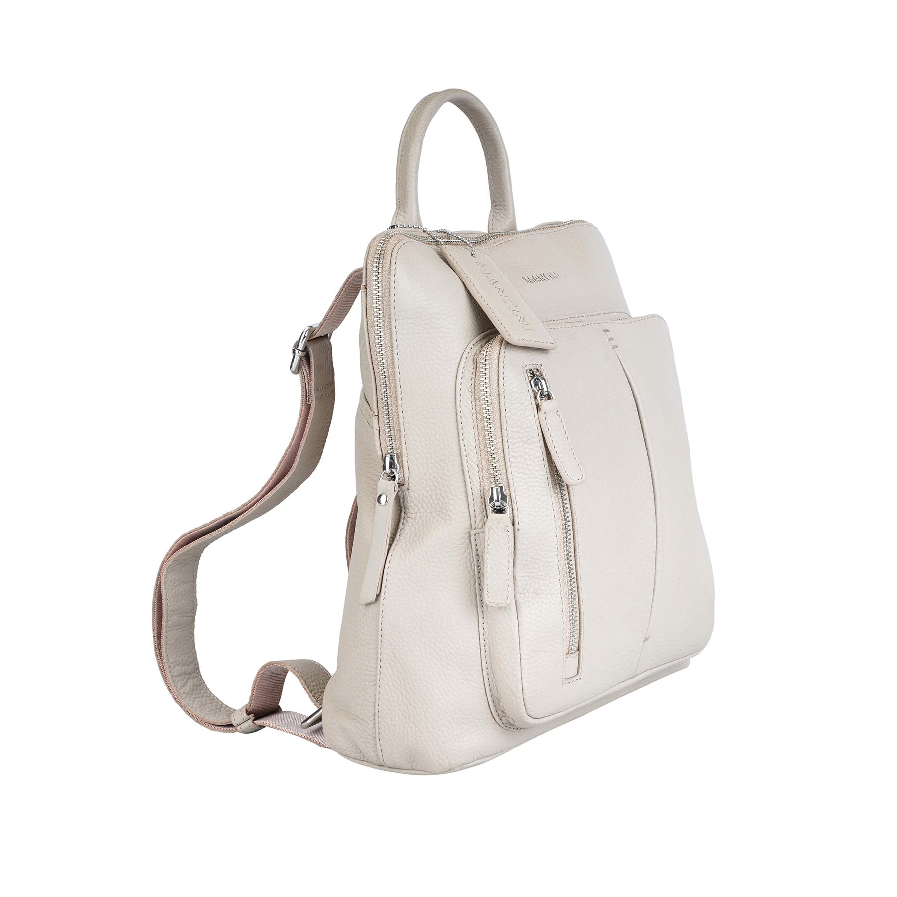 Mancini Handbags Taupe Mancini Pebbled Brigette Leather Backpack