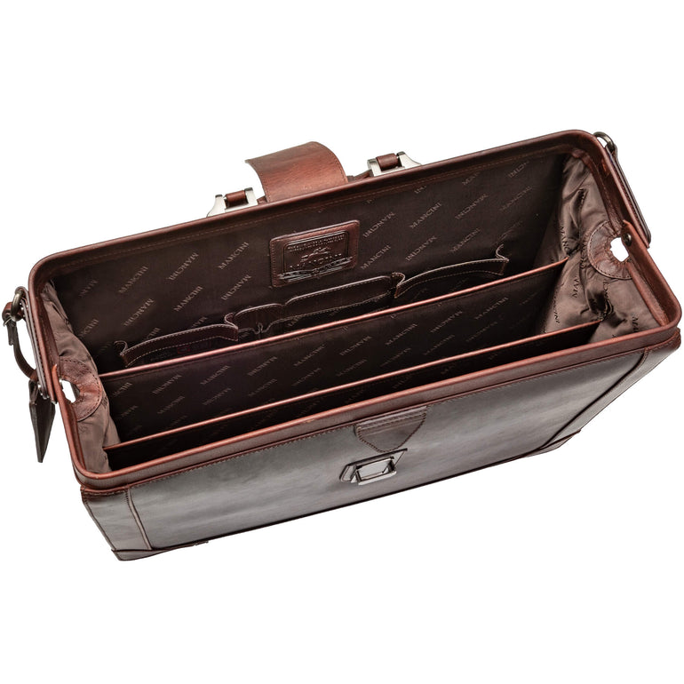 Mancini Laptop Briefcases Mancini Buffalo Luxurious Litigator Briefcase Pocket for 17.3” Laptop