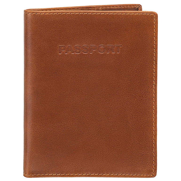 Mancini Passport Case Cognac Mancini CASABLANCA RFID Secure Passport Holder