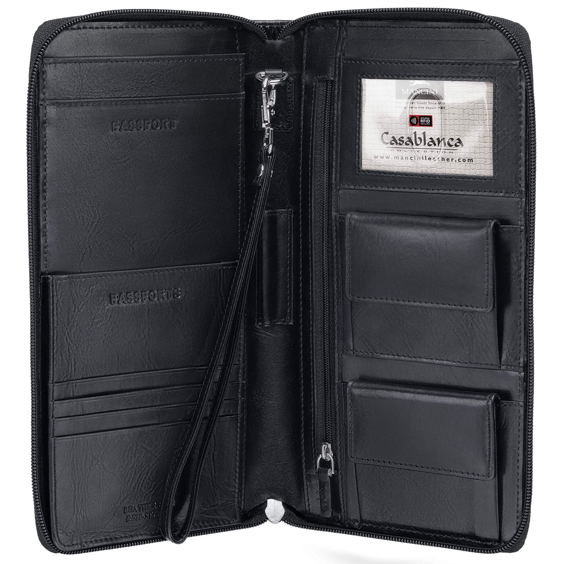 Mancini Passport Case Mancini CASABLANCA RFID Secure Deluxe Passport / Travel Organizer