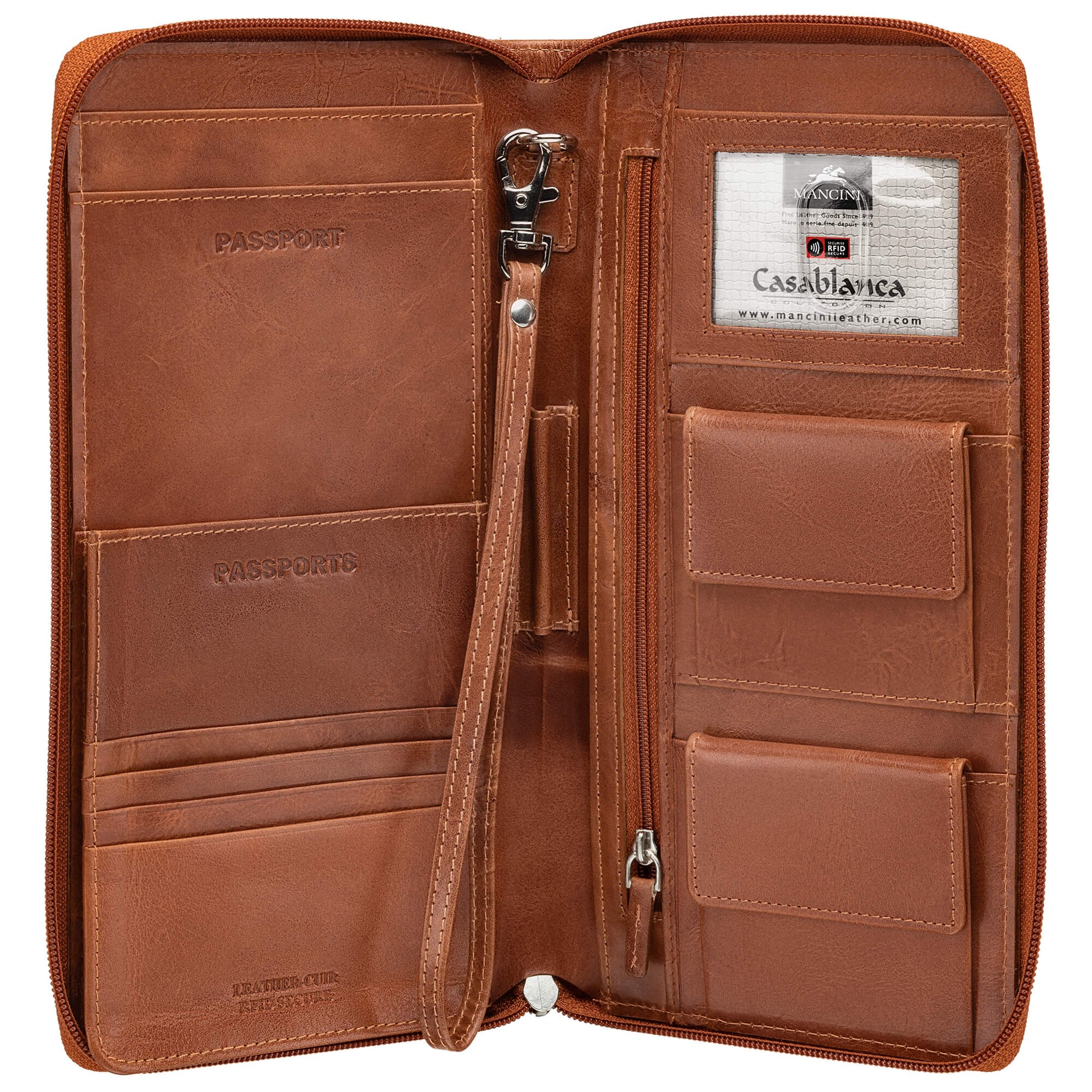 Mancini Passport Case Mancini CASABLANCA RFID Secure Deluxe Passport / Travel Organizer