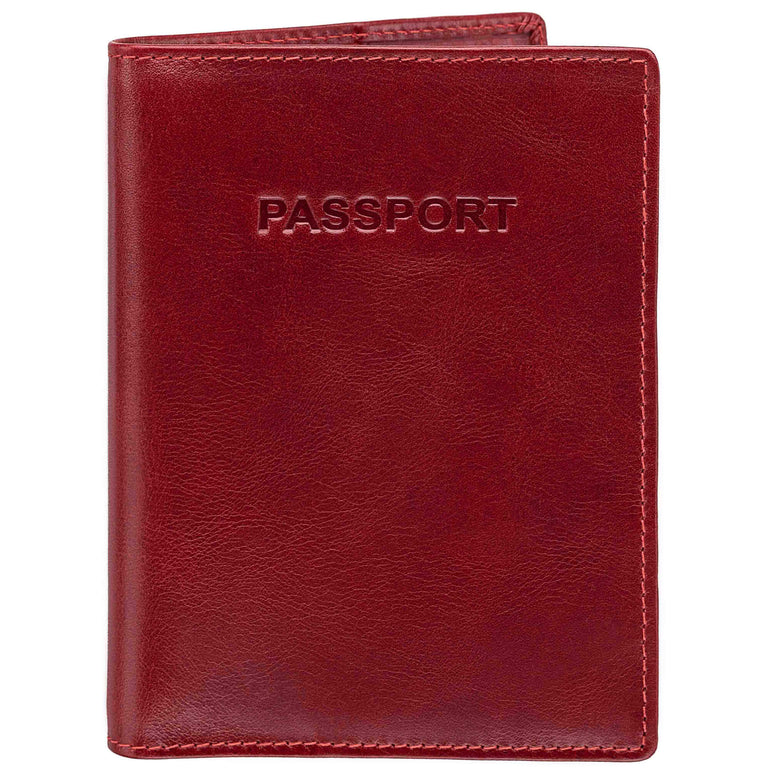 Mancini Passport Case Red Mancini CASABLANCA RFID Secure Passport Holder