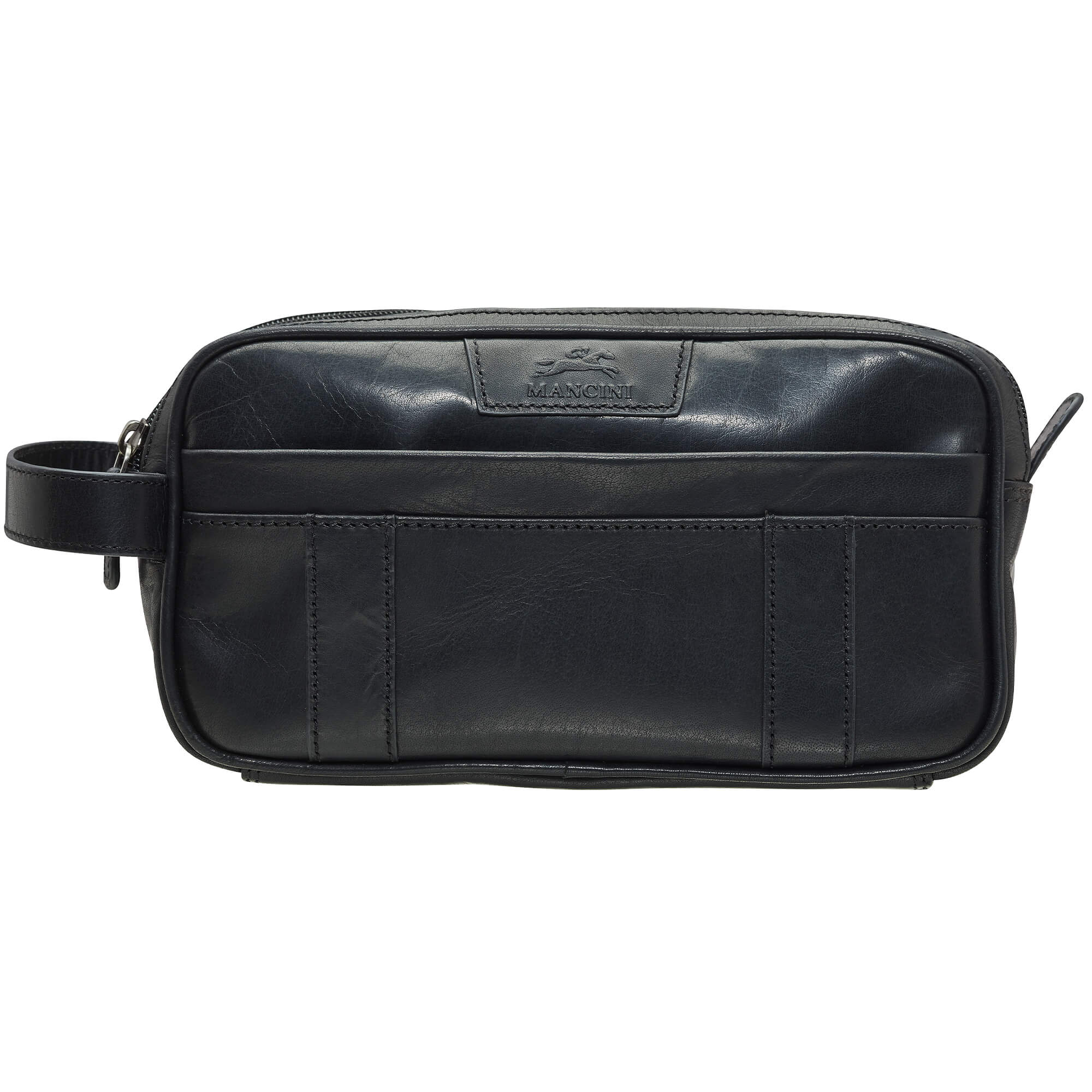 Mancini Travel Accessories Black Mancini Buffalo Dual Top Zipper Toiletry Bag
