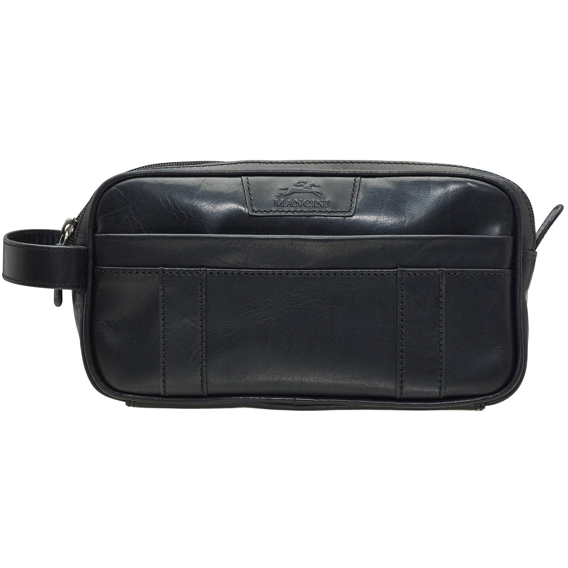 Mancini Travel Accessories Black Mancini Buffalo Dual Top Zipper Toiletry Bag