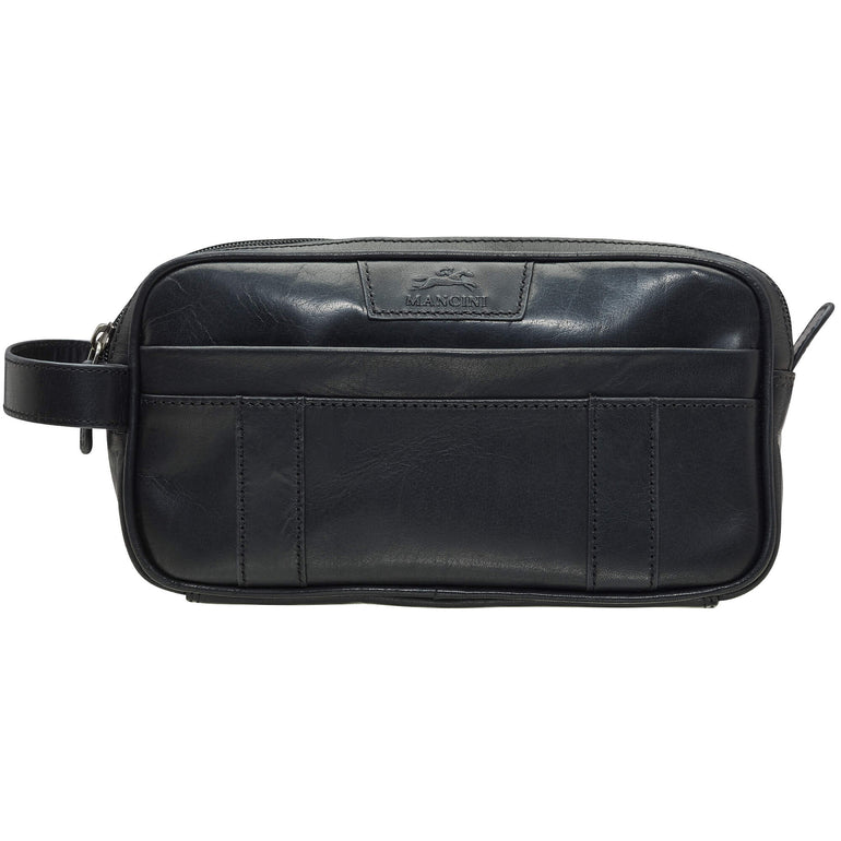Mancini Travel Accessories Black Mancini Buffalo Dual Top Zipper Toiletry Bag