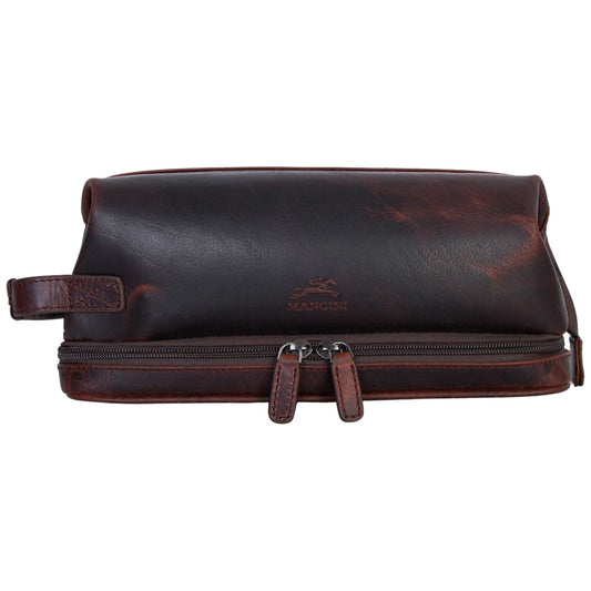 Mancini Travel Accessories Brown Mancini Classic Toiletry Kit with Zippered Organizer