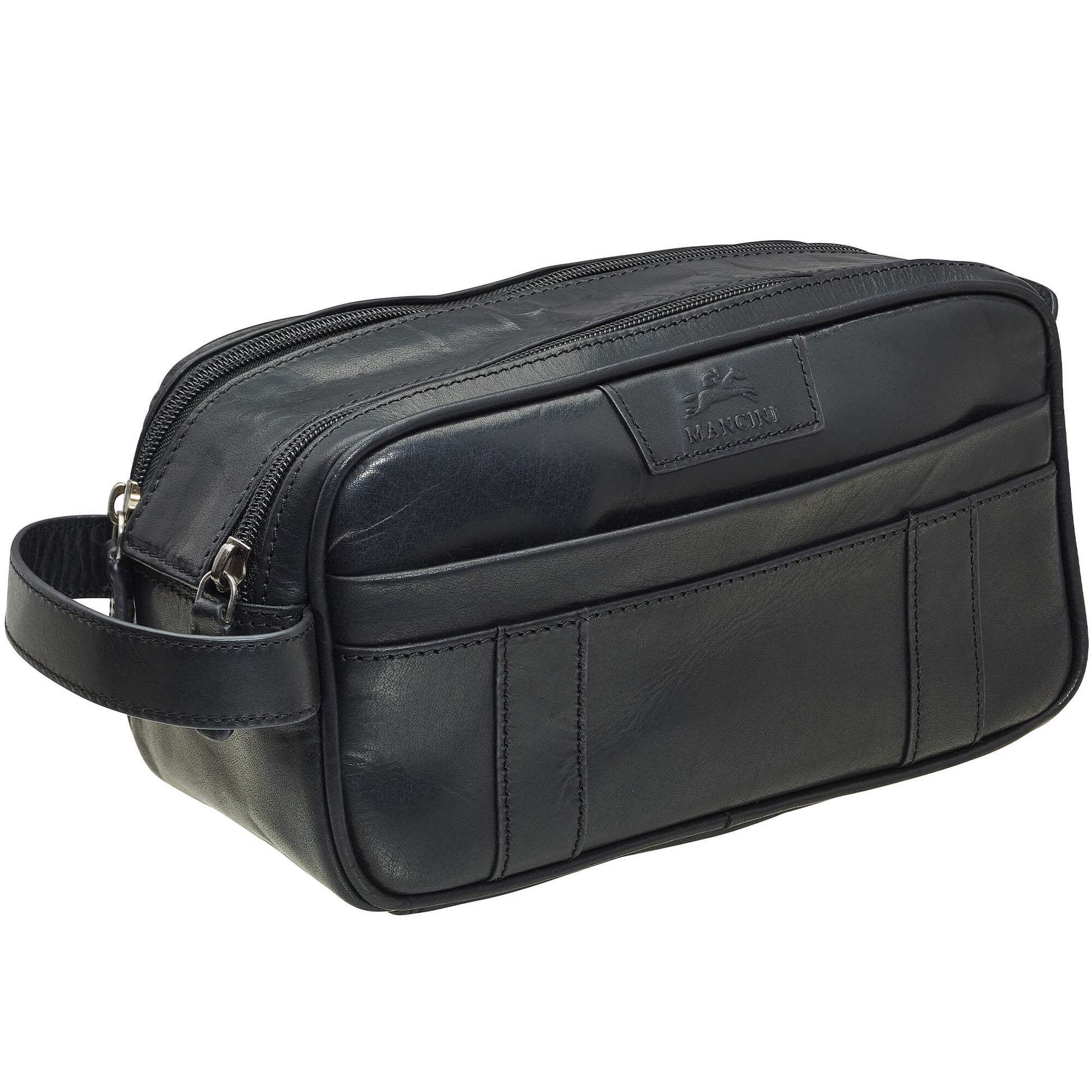 Mancini Travel Accessories Mancini Buffalo Dual Top Zipper Toiletry Bag