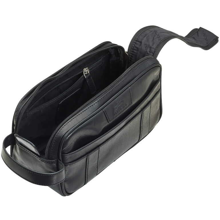 Mancini Travel Accessories Mancini Buffalo Dual Top Zipper Toiletry Bag