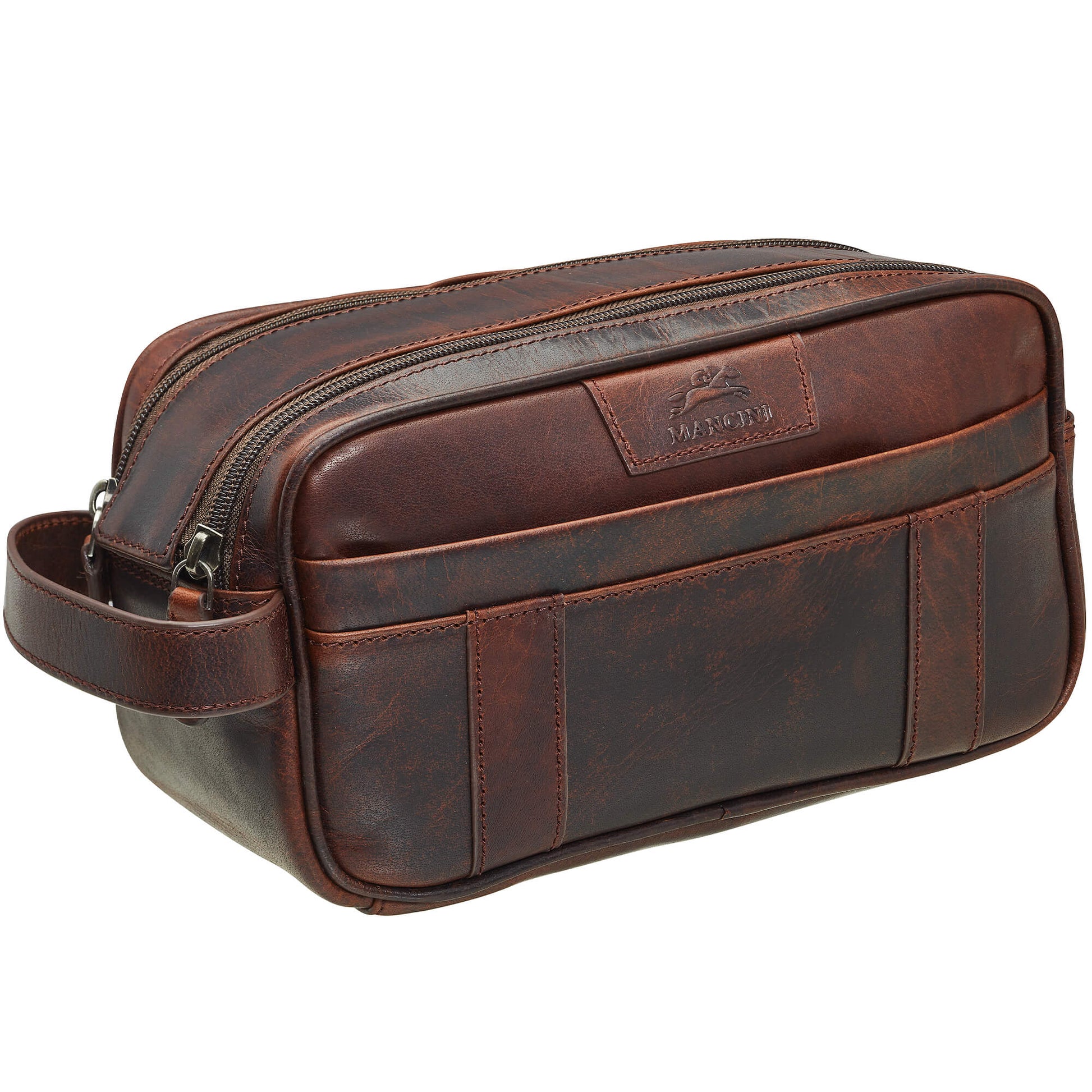 Mancini Travel Accessories Mancini Buffalo Dual Top Zipper Toiletry Bag