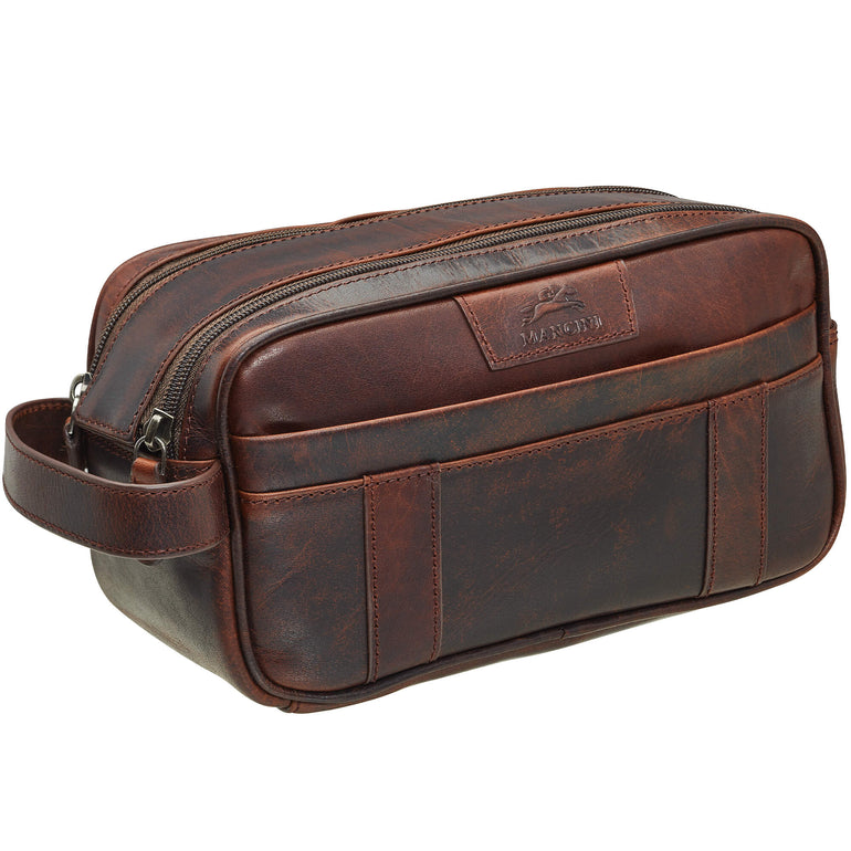 Mancini Travel Accessories Mancini Buffalo Dual Top Zipper Toiletry Bag