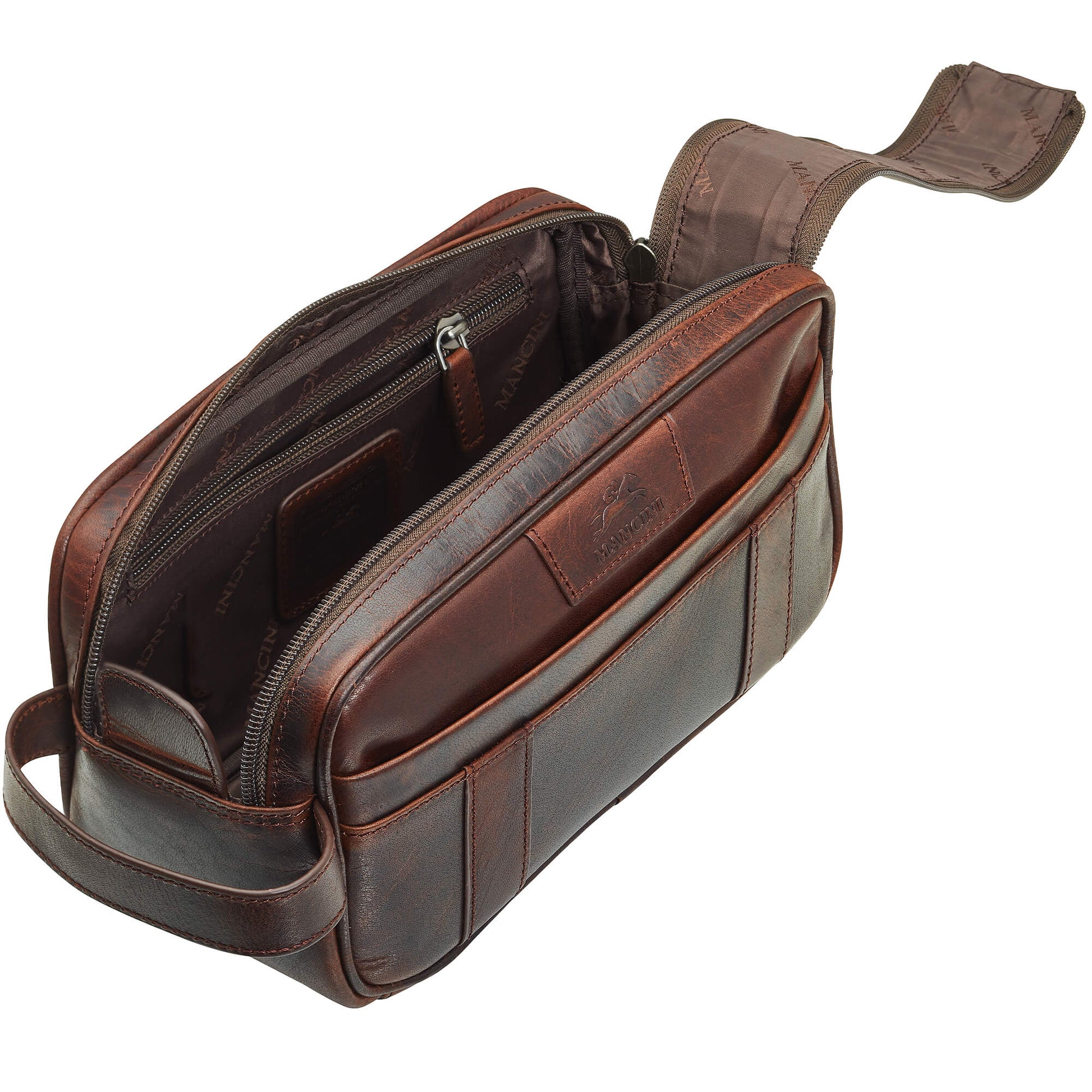 Mancini Travel Accessories Mancini Buffalo Dual Top Zipper Toiletry Bag