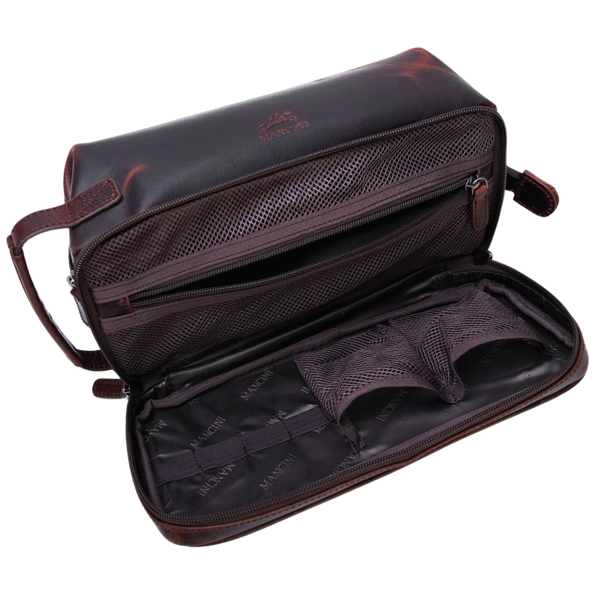 Mancini Travel Accessories Mancini Classic Toiletry Kit with Zippered Organizer