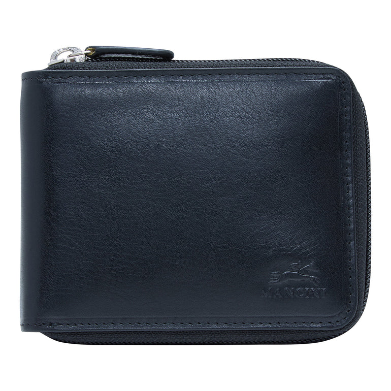 Mancini Wallets Black Mancini BOULDER Men's RFID Secure Zippered Wallet with Removable Passcase