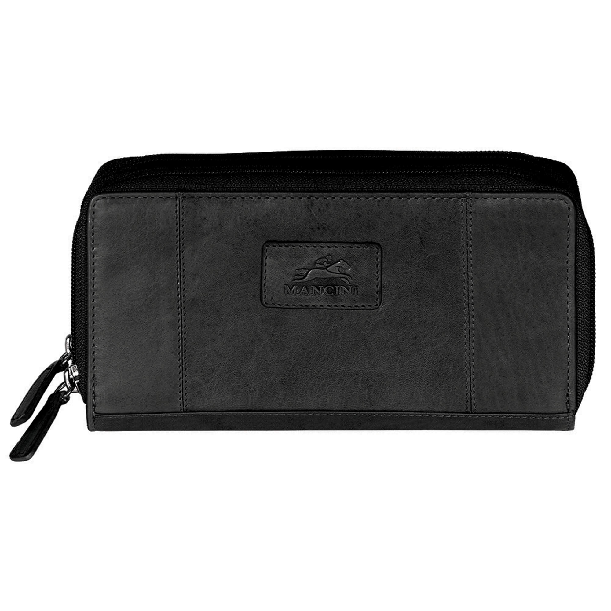 Mancini Wallets Black Mancini CASABLANCA Collection Ladies’ RFID Secure Double Zipper Wallet