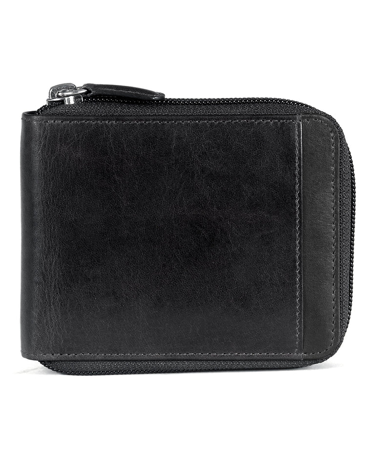Mancini Wallets Black Mancini CASABLANCA Collection Men’s Zippered Wallet with Removable Passcase (RFID Secure)