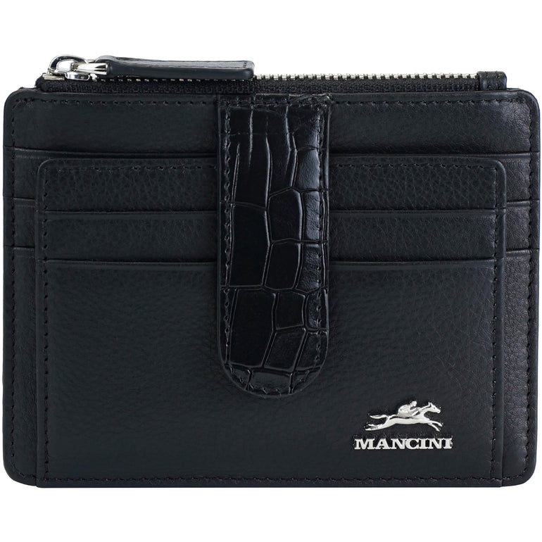 Mancini Wallets Black Mancini Croco2 Women’s Card Case with Enhanced RFID Protection