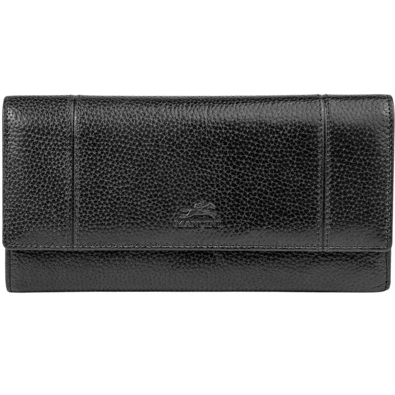 Mancini Wallets Black Mancini Fifth Avenue RFID Secure Quad Fold Wallet