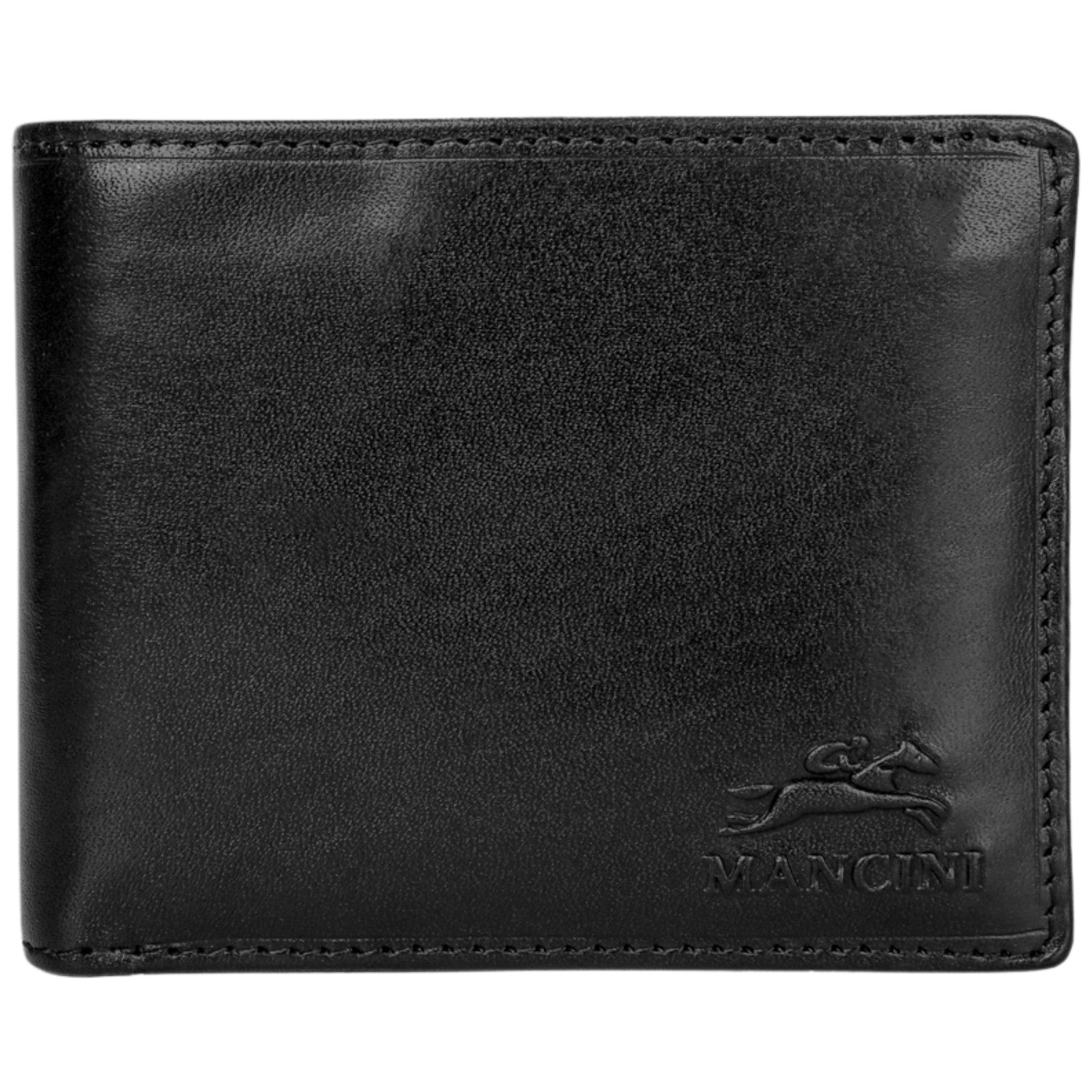 Mancini Wallets Black Mancini Pelle D’oro RFID Secure Center Wing Billfold