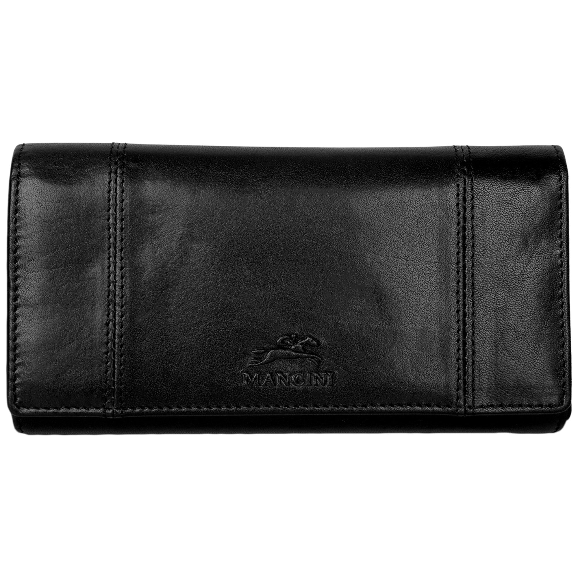 Mancini Wallets Black Mancini Pelle D’oro RFID Secure Quad Fold Wallet