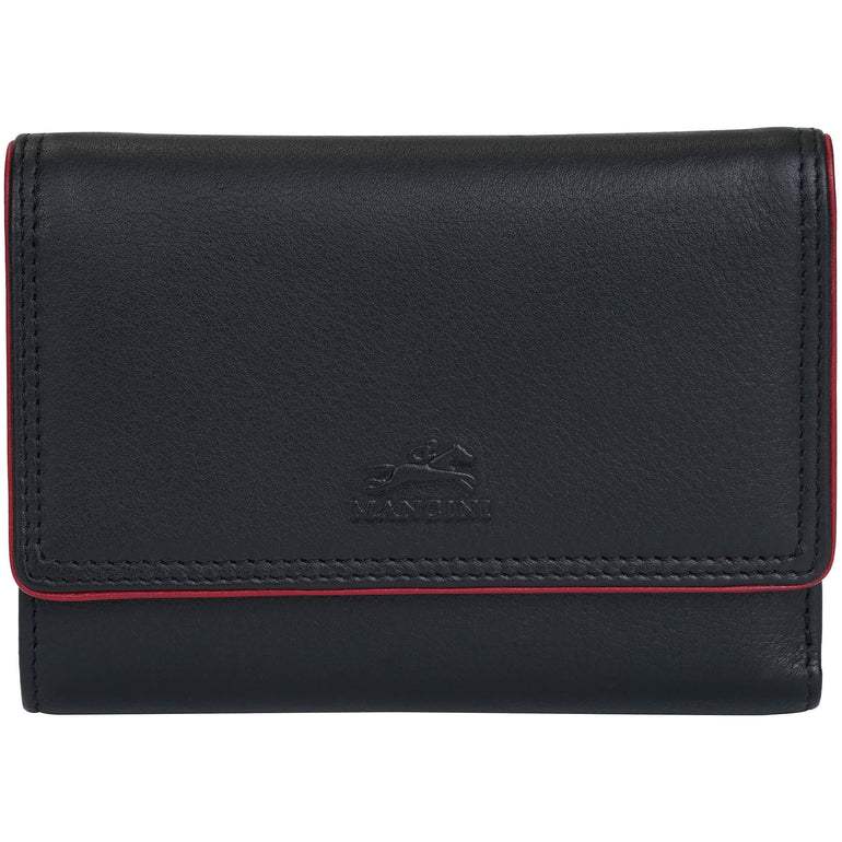 Mancini Wallets Black Mancini Sonoma Women’s Medium Clutch Wallet with Enhanced RFID Protection