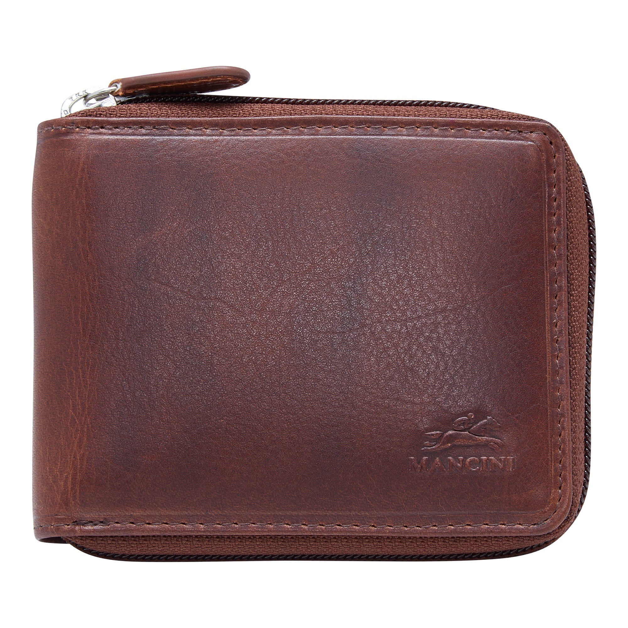Mancini Wallets Brown Mancini BOULDER Men's RFID Secure Zippered Wallet with Removable Passcase