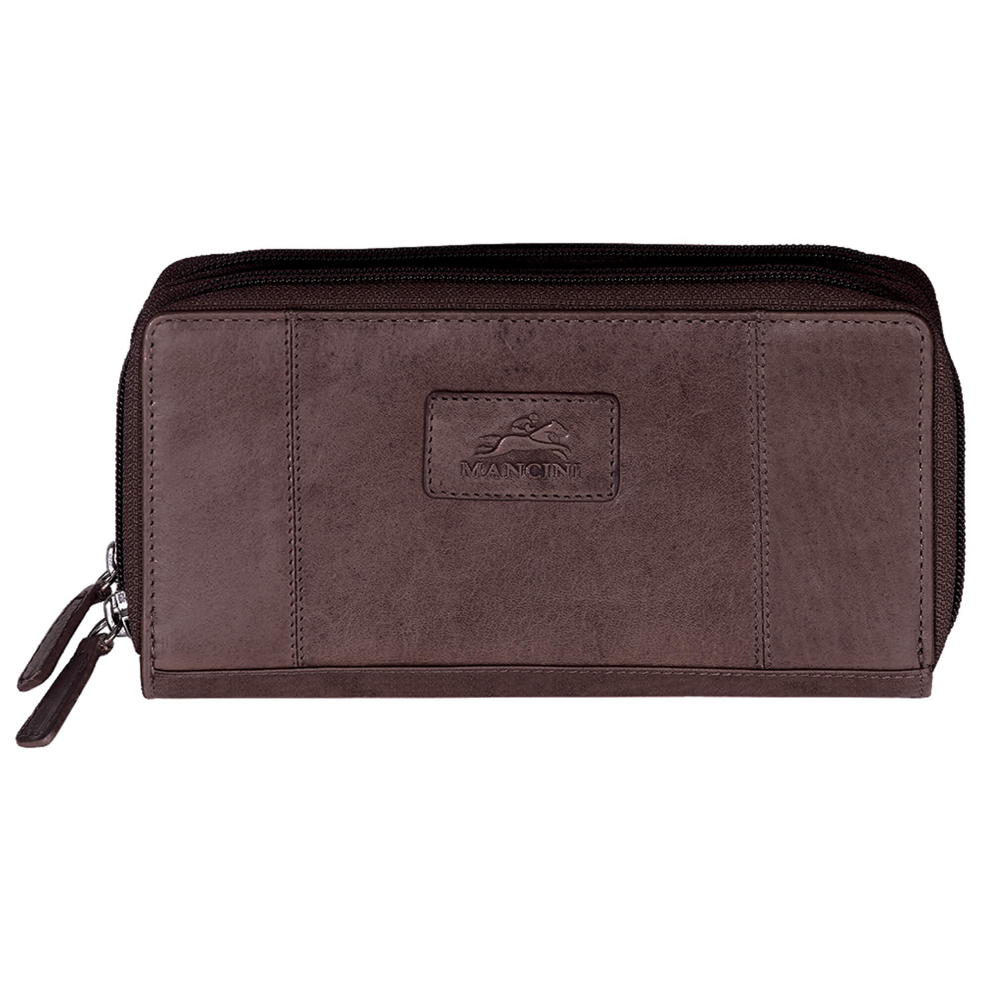 Mancini Wallets Brown Mancini CASABLANCA Collection Ladies’ RFID Secure Double Zipper Wallet
