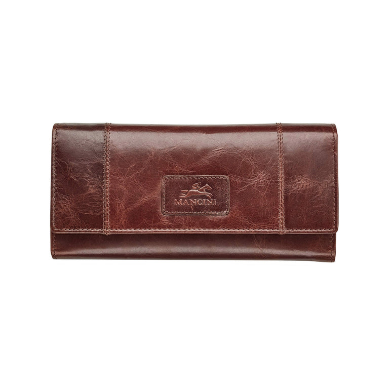Mancini Wallets Brown Mancini CASABLANCA Ladies’ RFID Secure Trifold Wallet