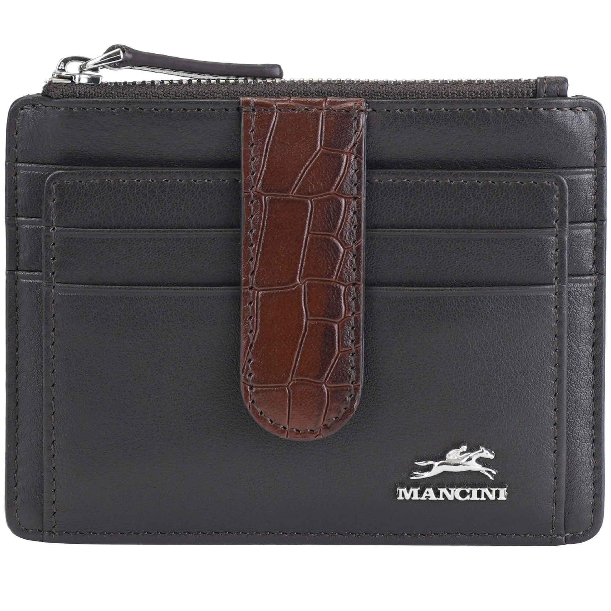 Mancini Wallets Brown Mancini Croco2 Women’s Card Case with Enhanced RFID Protection