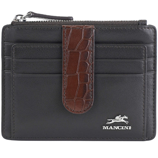 Mancini Wallets Brown Mancini Croco2 Women’s Card Case with Enhanced RFID Protection