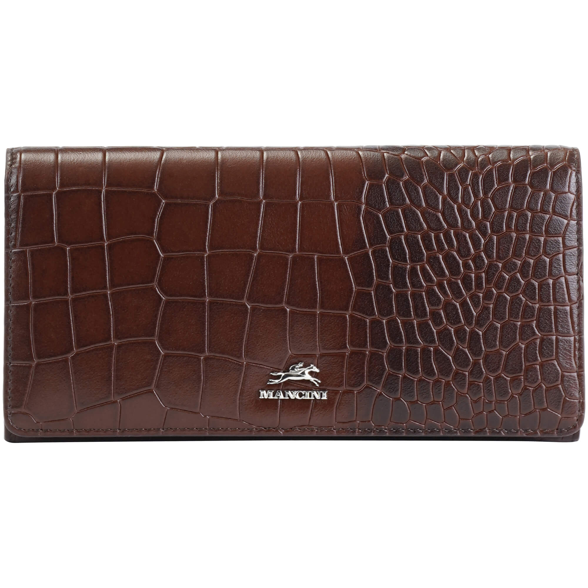 Mancini Wallets Brown Mancini Croco2 Women’s Trifold Wallet with Enhanced RFID Security