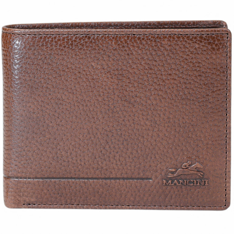 Mancini Wallets Brown Mancini Fifth Avenue RFID Secure Center Wing Wallet with Coin Pocket