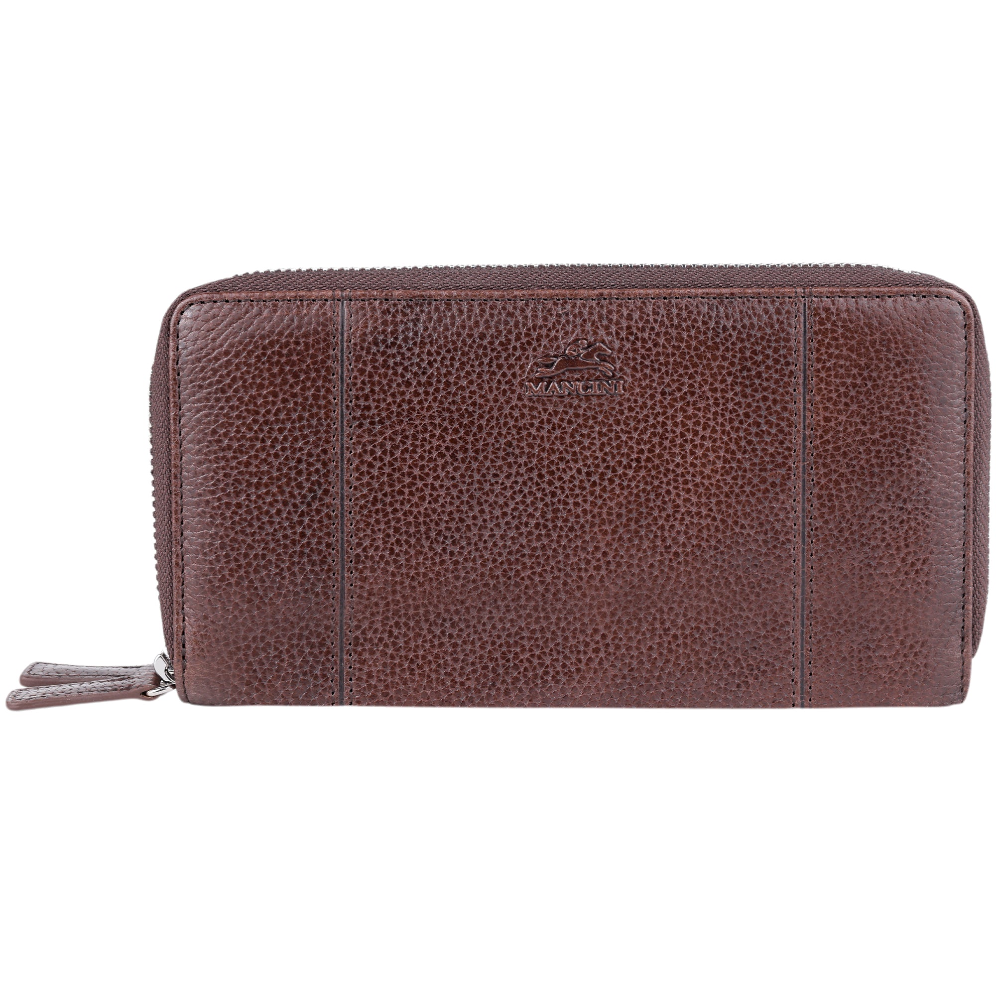 Mancini Wallets Brown Mancini Fifth Avenue RFID Secure Double Zipper Wallet