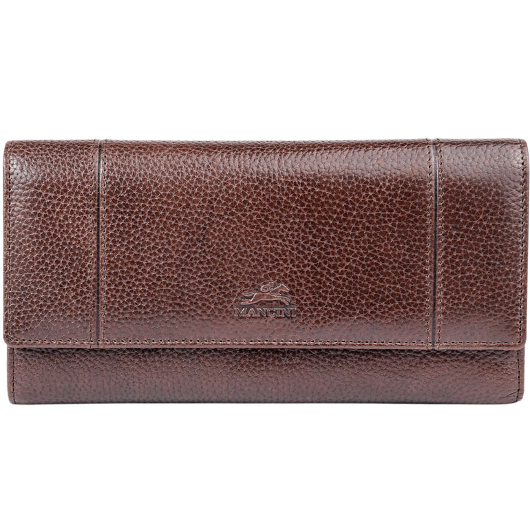 Mancini Wallets Brown Mancini Fifth Avenue RFID Secure Quad Fold Wallet