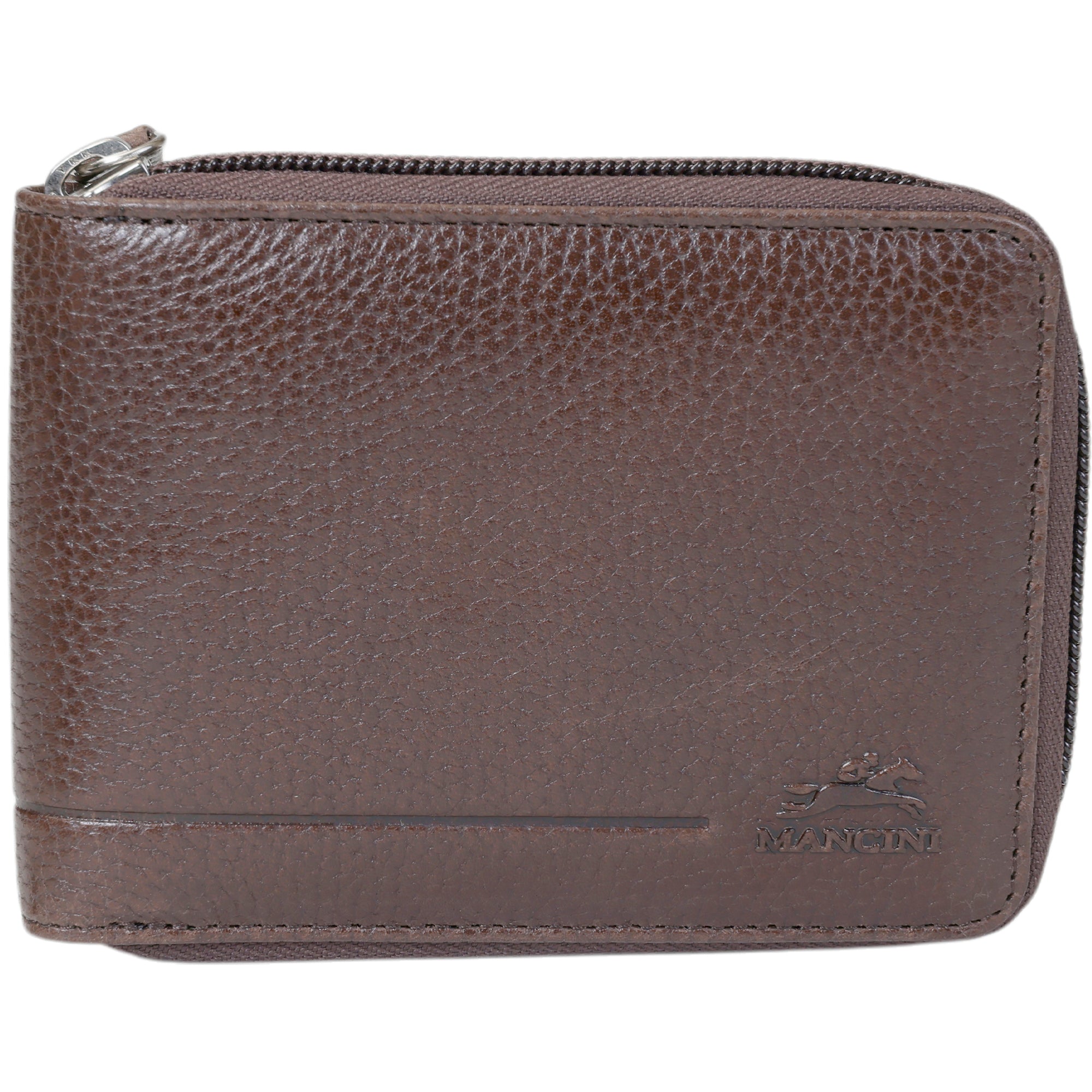 Mancini Wallets Brown Mancini Fifth Avenue RFID Zippered Billfold with Removable Passcase