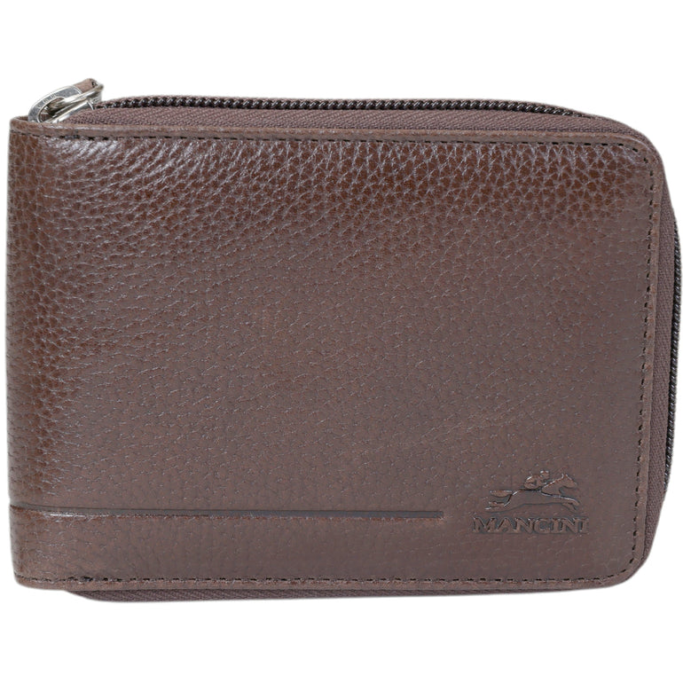 Mancini Wallets Brown Mancini Fifth Avenue RFID Zippered Billfold with Removable Passcase
